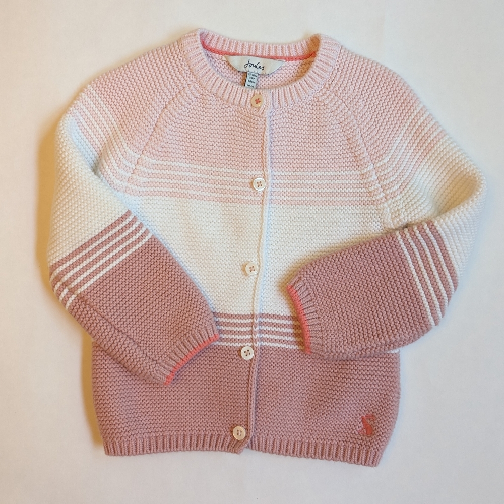 Joules Haywood Pinkstripe cardigan 12-18M